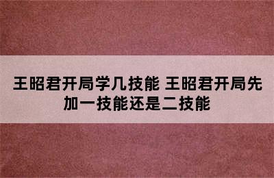 王昭君开局学几技能 王昭君开局先加一技能还是二技能